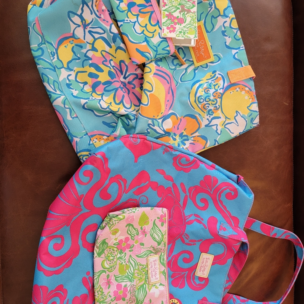 Lily Pultizer, estee lauder totes, never used